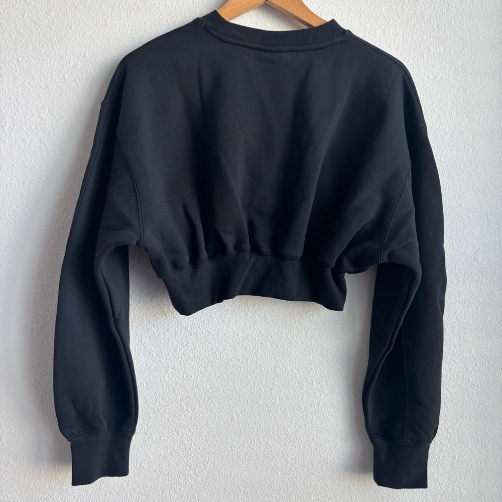 NWT Air Jordan Womens Flight Fleece Crop Sweatshirt Black Logo Pullover Hoodie M - Picture 11 of 13
